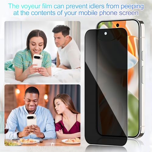 Lokyoo 2 Pack Privacy Screen Protector for Google Pixel 9 Pro/Pixel 9 [Anti-Spy Tempered Glass] [Fingerprint Unlock Support], Anti-Scratch, Bubble-Free, Easy Install 9H Protective Glass - Image 2