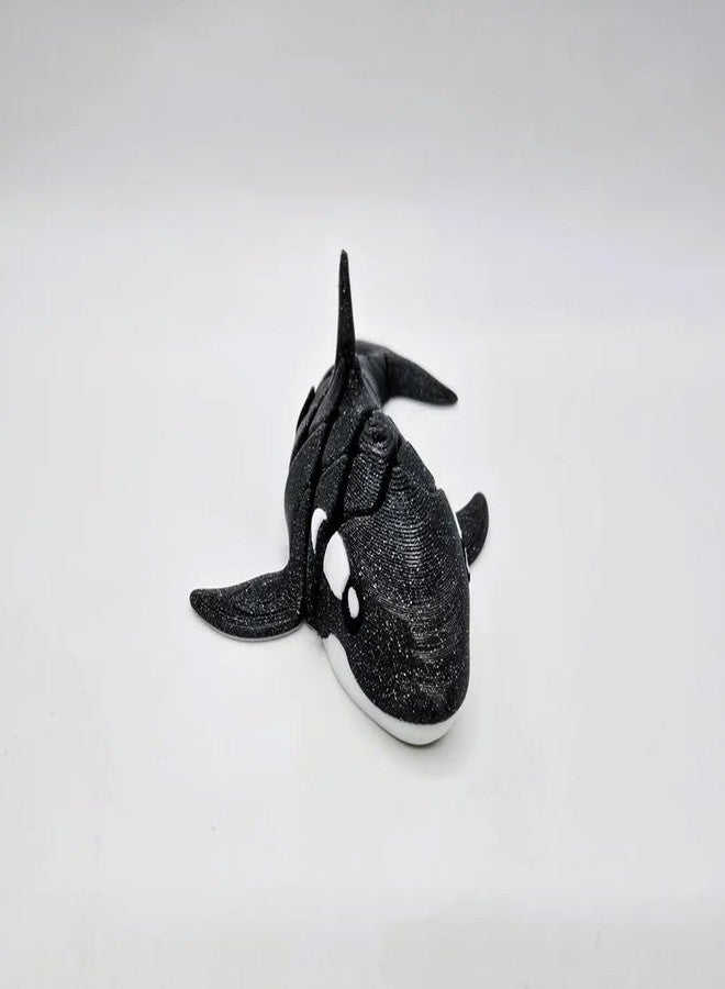 3D CRAFT Plush Killer Whale Stuffed Animal, Black and White, Soft Glitter Pattern - Image 4