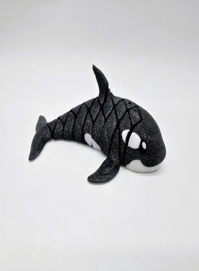 3D CRAFT Plush Killer Whale Stuffed Animal, Black and White, Soft Glitter Pattern - Image 1