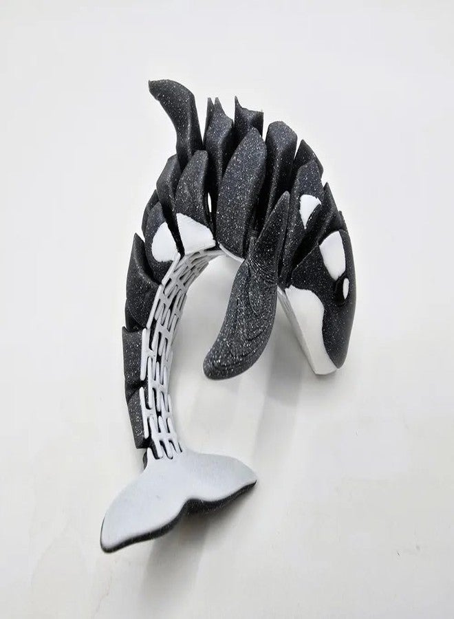 3D CRAFT Plush Killer Whale Stuffed Animal, Black and White, Soft Glitter Pattern - Image 3