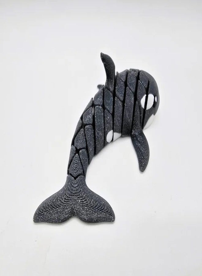 3D CRAFT Plush Killer Whale Stuffed Animal, Black and White, Soft Glitter Pattern - Image 2