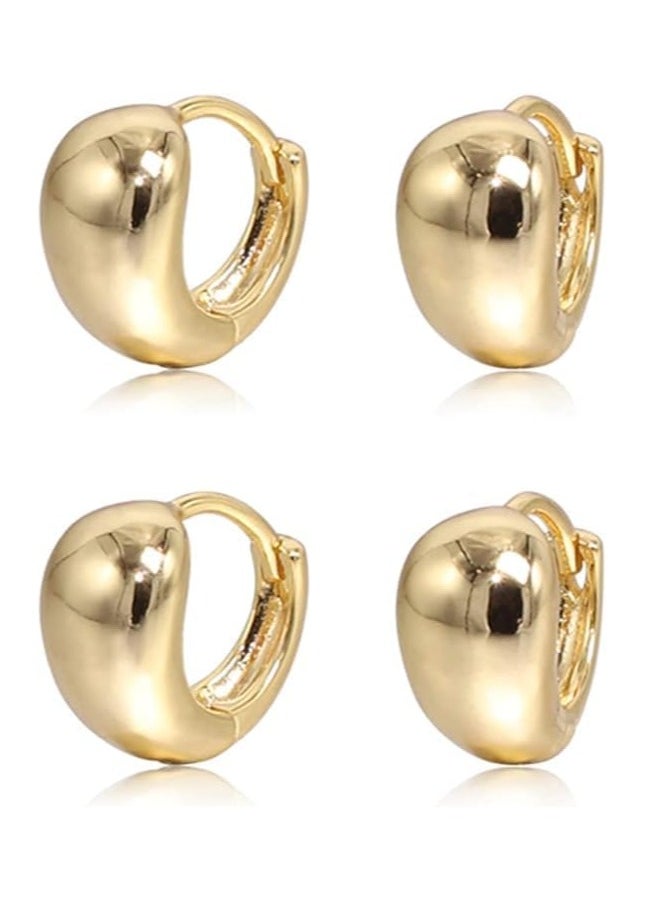 Fayrouz Jewellery Small hoop earrings for women 18k gold plated, barber earrings for women  - Image 1