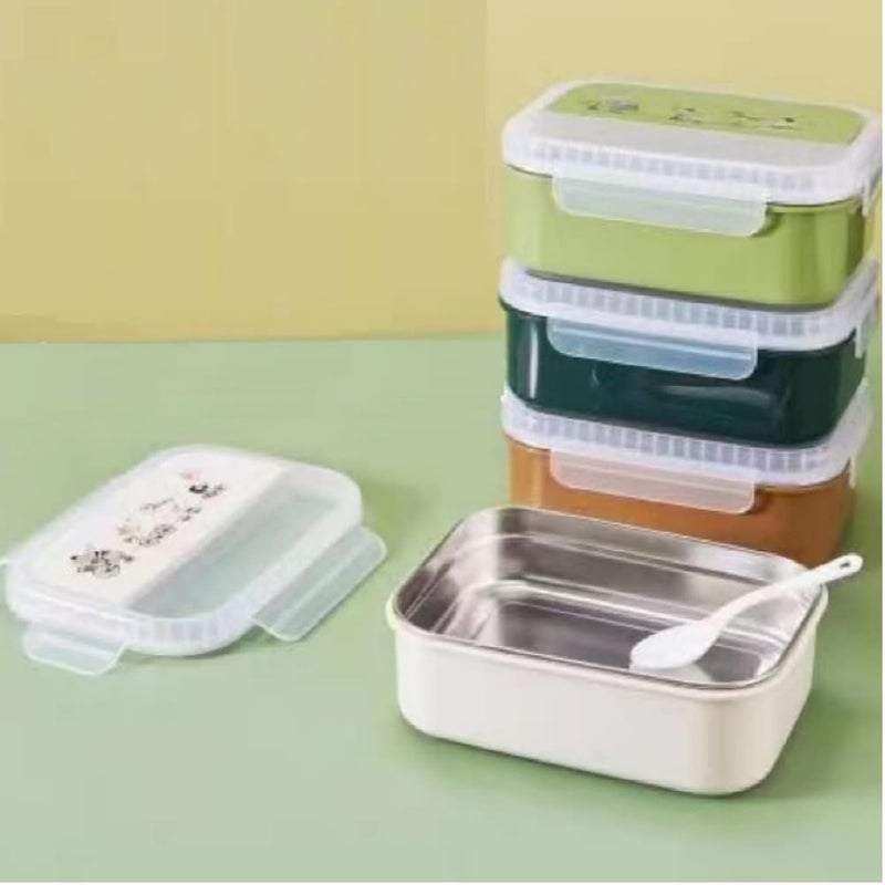 RIGJAK Insulated Stainless Steel Plastic Double Wall Lunch Box with Air Tight Spill Proof Lid Tiffin Boxes for Kids Men Women for School Office College - Image 1