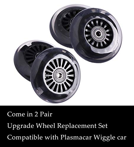 WHEELGOO مجموعة عجلات بديلة من البولي يوريثان لسيارة ويجل (أمامية، 2P مضيئة)، حزمة عجلات سيارة متأرجحة (خلفية، 2P أضيق) ترقية لألعاب الركوب (أسود) - Image 5