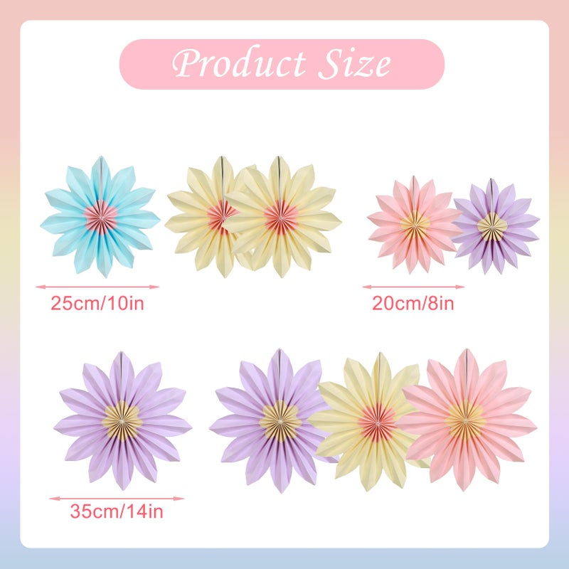 PAPER JAZZ Sunflower Party Decorations Pastel Paper Fans Party Decor Summer Beige Spring Decoration, Blue Pink Hanging Purple Flower Garland Sunflower Wall Decorations for Tea,Garden,Fairy Party. - Image 3