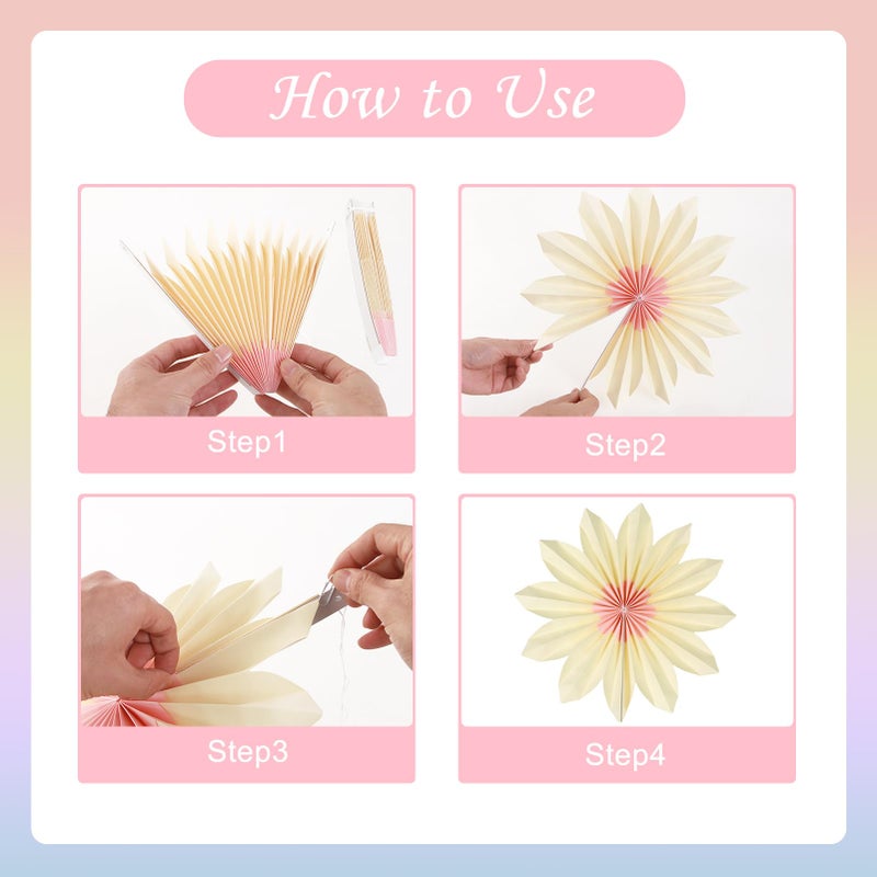 PAPER JAZZ Sunflower Party Decorations Pastel Paper Fans Party Decor Summer Beige Spring Decoration, Blue Pink Hanging Purple Flower Garland Sunflower Wall Decorations for Tea,Garden,Fairy Party. - Image 4
