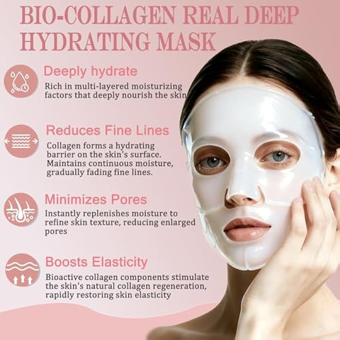 Loobexery 5 Pack Bio-Collagen Face Mask, Collagen Face Mask Overnight, Anti-Wrinkle Lifting Collagen Mask, Deeply Hydrates, Minimizes Pores, And Enhances Elasticity - Image 2