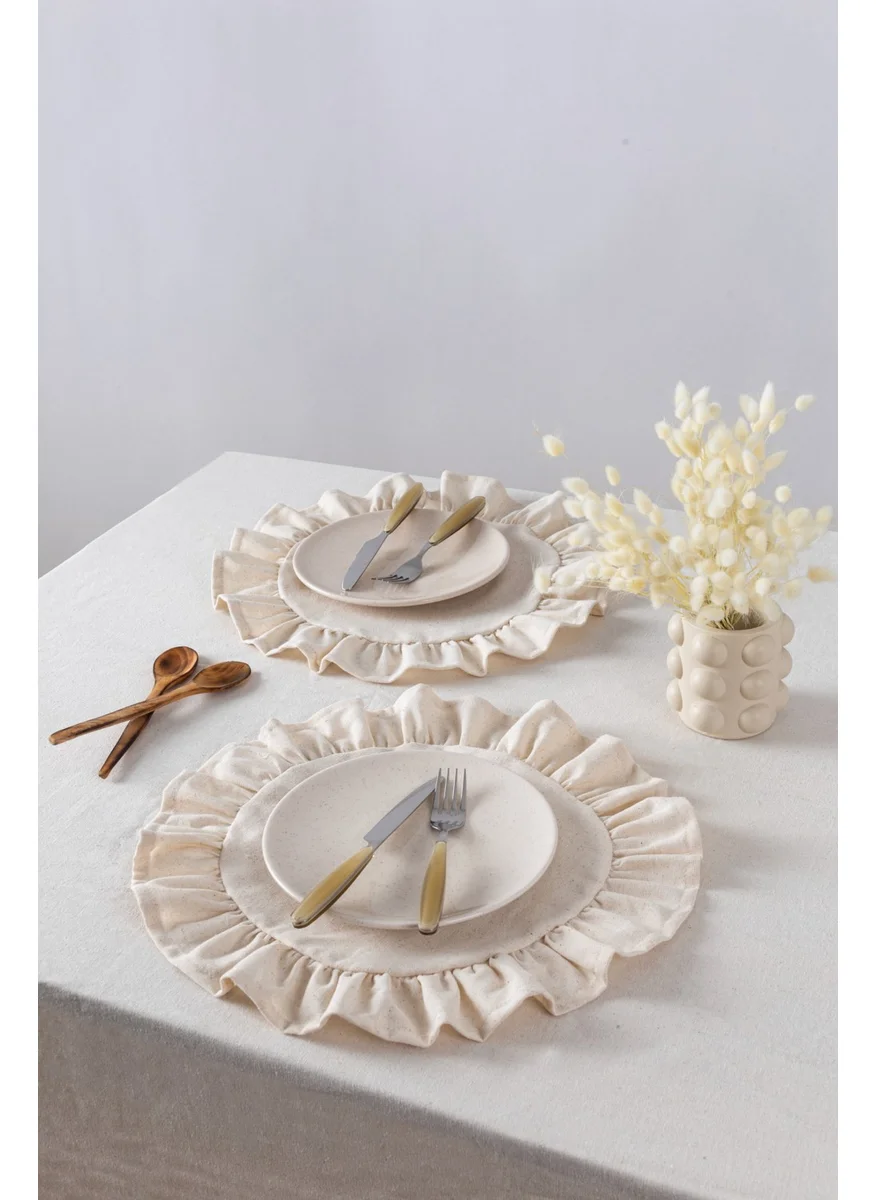 Wellstil Rufle | 6-Piece Linen Round Placemat 40CM