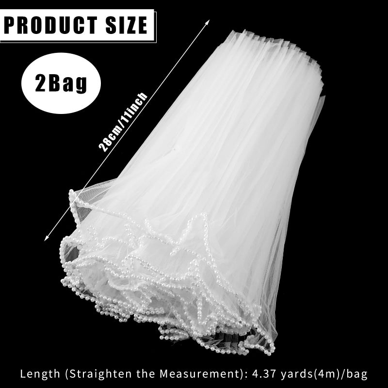 CCINEE 2Pack 4.37 Yards Flower Wrapping Mesh Paperï¼ŒPearl Wrinkled Wavy Net Yarn Flower Wrapping Mesh Paper Korean Bouquet Wrapping Mesh for DIY Crafts Wedding Florist Suppliesï¼ˆ8.74Yards Totallyï¼‰ - Image 2