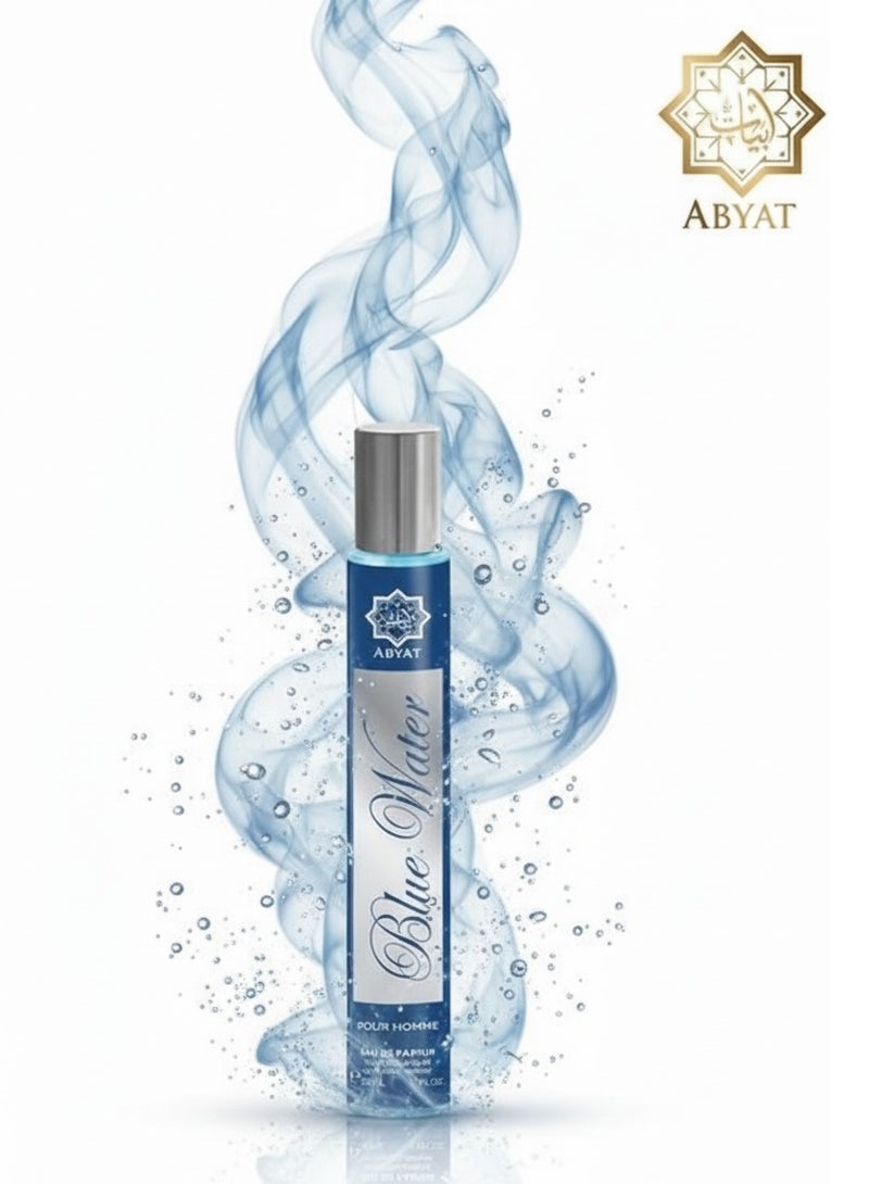 ABYAT Blue Water Pour Homme Eau De Parfum – Fresh Aquatic Woody Long Lasting Fragrance for Men 33ml (Blue & Silver) - Image 2