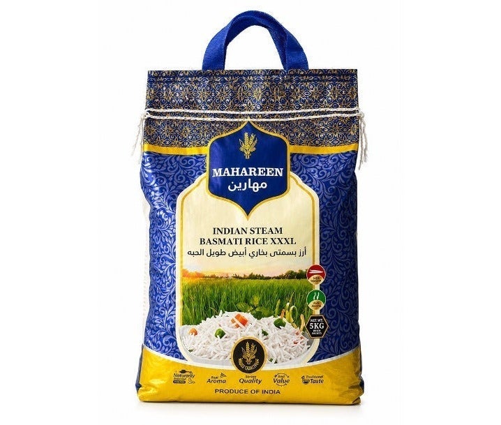 Mahareen Indian Steam Basmati Rice White  - 5KG