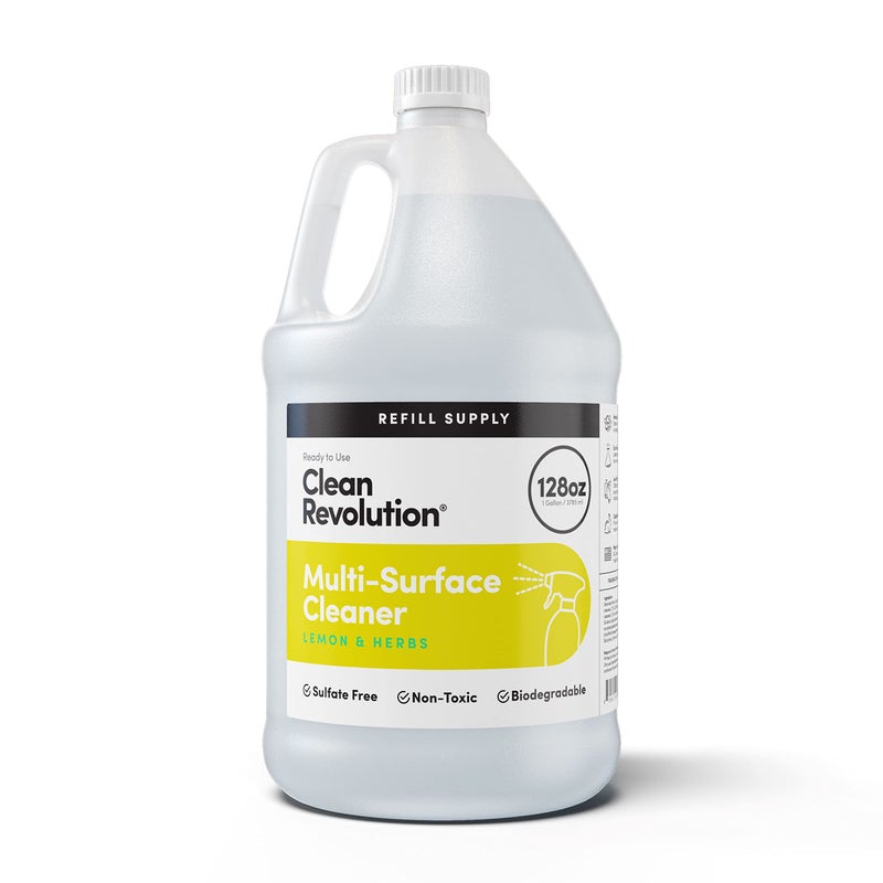Clean Revolution Multi Surface Cleaner Refill Supply, Non-Toxic, Eco-Friendly & Plant-Based, Ready to Use, Lemon & Herbs, 128 Fl Oz (1 Gallon) - Image 1
