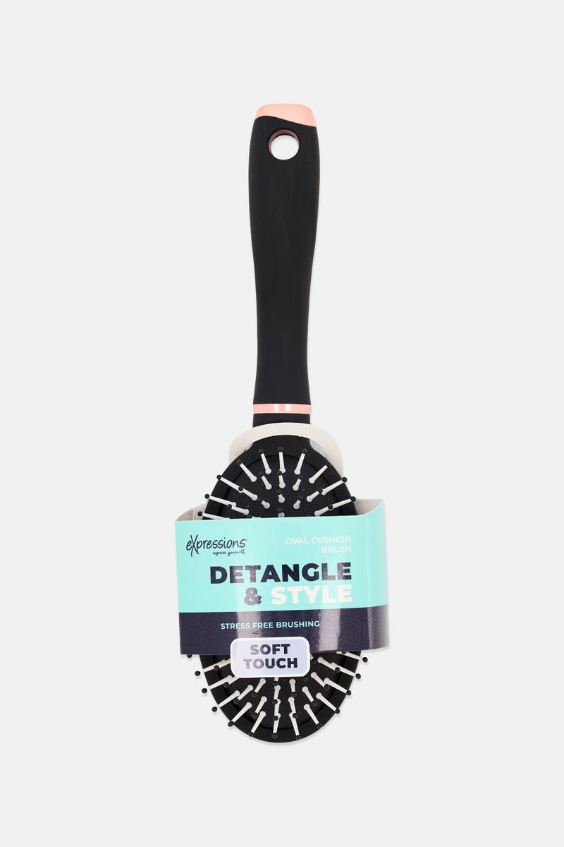 Expressions Soft Touch Oval Cushion Hair Brush, Black - Image 1