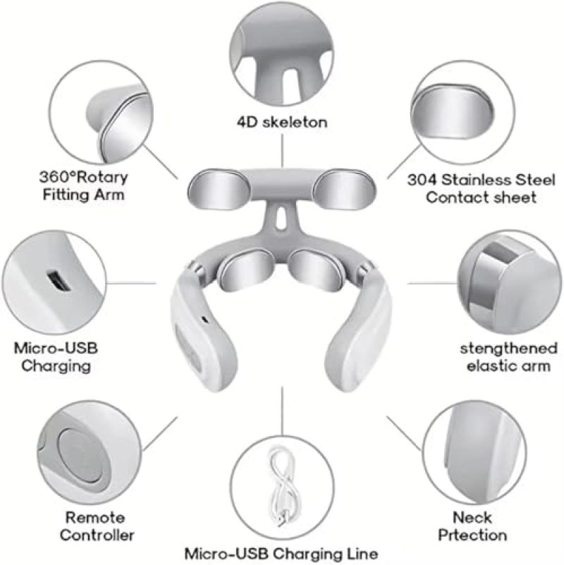 Heated Neck Massager: Sliver, Ergonomic Design - Portable Shiatsu Neck Massager for Home, Office, Travel Relaxation - Image 3