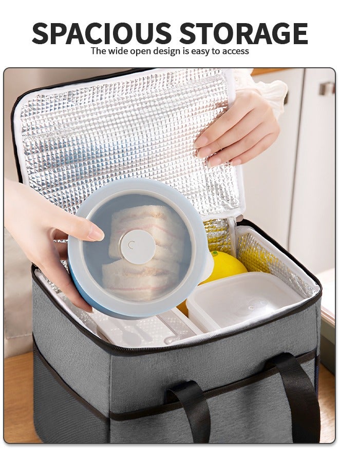 UETEEY Portable Picnic Basket Large Capacity Lunch Bag Picnic Cooler Bag Insulated Picnic Basket, Picnic Cooler, Oxford Cloth Crossbody Portable Outdoor Picnic Bag Picnic Supplies Camping Accessories  - Image 2