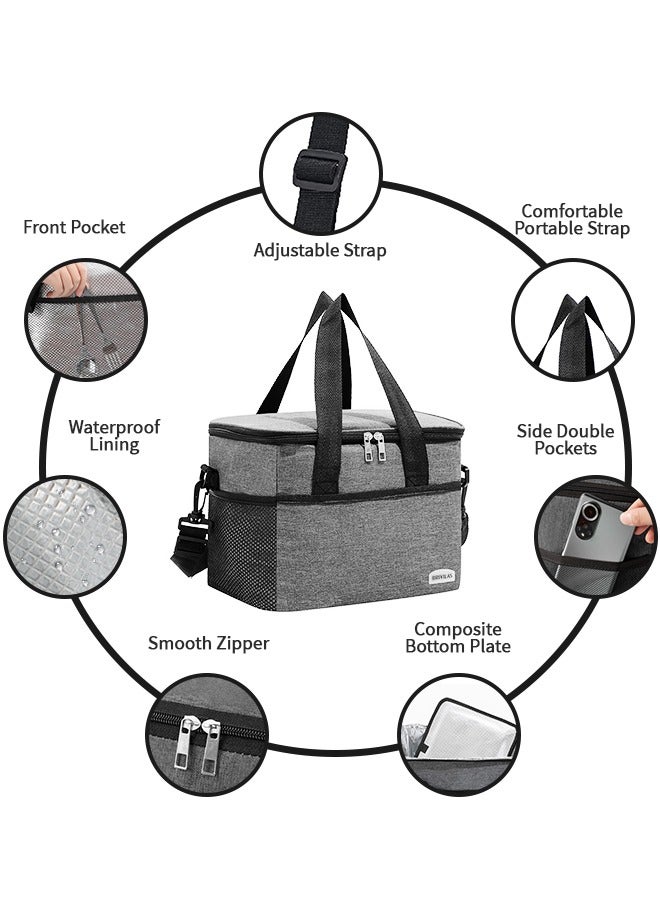 UETEEY Portable Picnic Basket Large Capacity Lunch Bag Picnic Cooler Bag Insulated Picnic Basket, Picnic Cooler, Oxford Cloth Crossbody Portable Outdoor Picnic Bag Picnic Supplies Camping Accessories  - Image 5