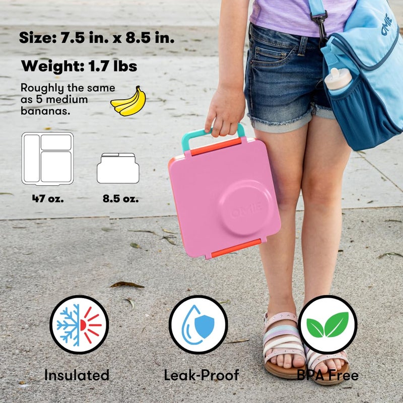 أومي OmieBox Bento Box for Kids - Insulated with Leak Proof Thermos Food Jar - 3 Compartments, Two Temperature Zones (Single) (Packaging May Vary) - Image 3