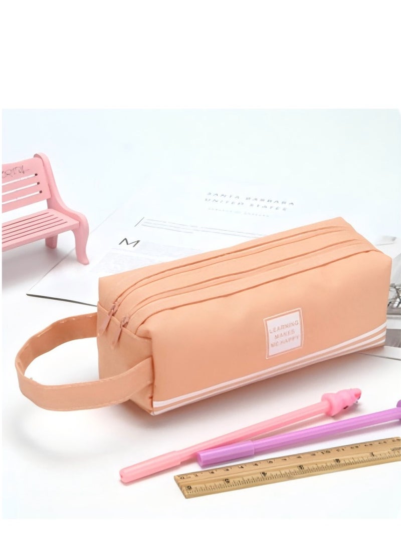 Beautiful Handheld Stationery Bag, Double-Layer Oxford Cloth Double Pull Pencil Case, Simple Large Capacity Portable Zipper Pencil Case For Primary And Secondary School Students - Image 4