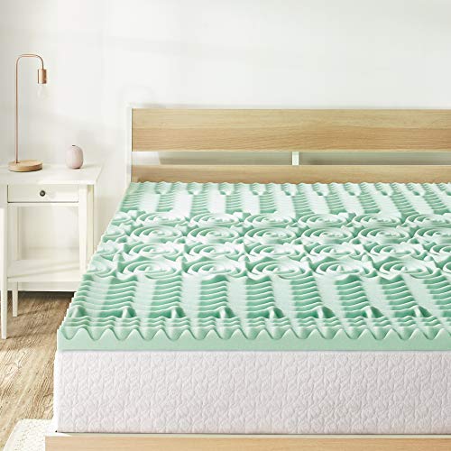 Mellow 1.5 Inch 5-Zone Memory Foam Mattress Topper, Calming Aloe Infusion, Dorm Essentials, Twin - Image 2