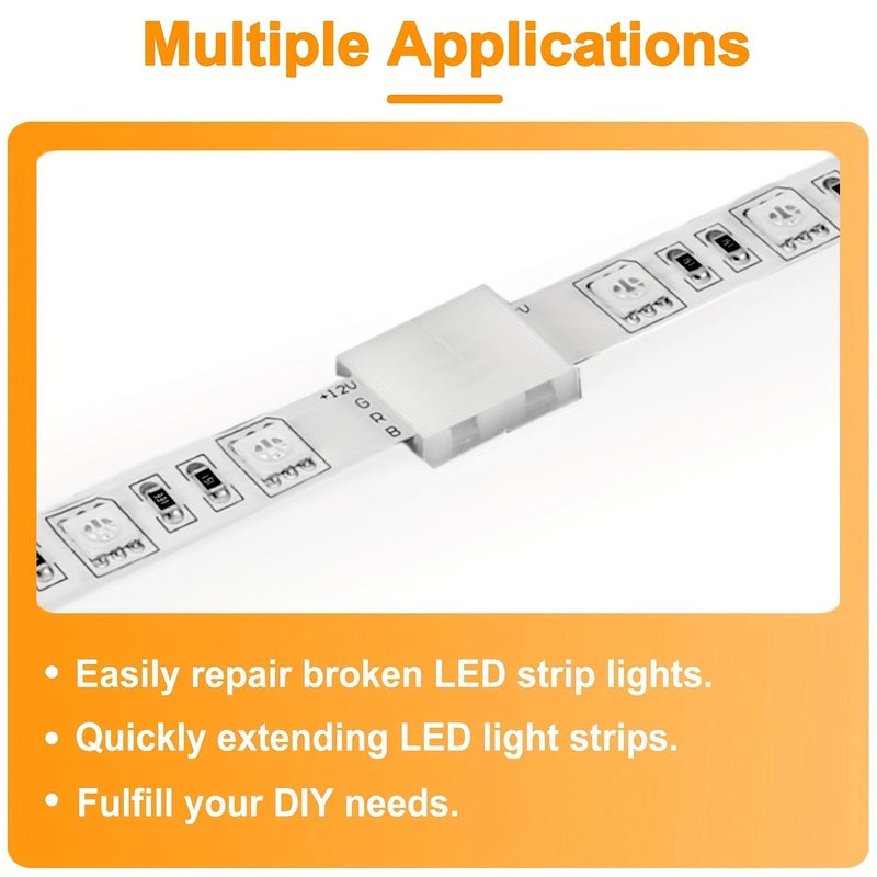 22pcs 4 Pin 10mm Solderless LED Strip Connectors For RGB Multicolor Strips Wire Free Plug And Play Connection Easily Expand Or Splice SMD 5050 Strips - Image 5