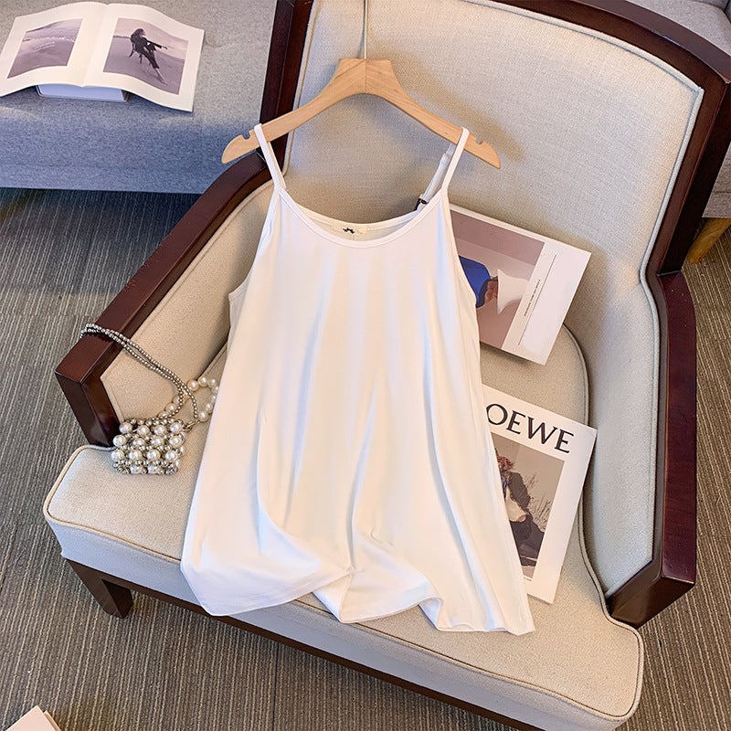 Plus Size Womens Simple Solid Tank Top Cotton Loose Fit Summer White (48 hours delivery) 