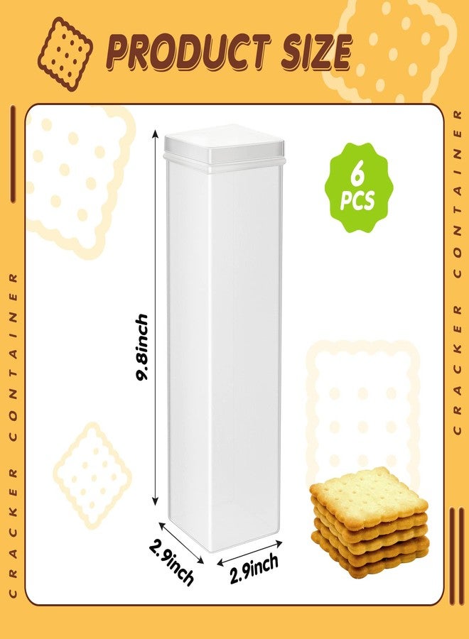 Suclain 6 Pcs Saltine Cracker Sleeve Storage Container Square Cracker Keeper Plastic Container Tall Spaghetti Baking Soda Canister Bread Saver for Airtight Cookie Cereal Fresh Food Holder with Lid - Image 2
