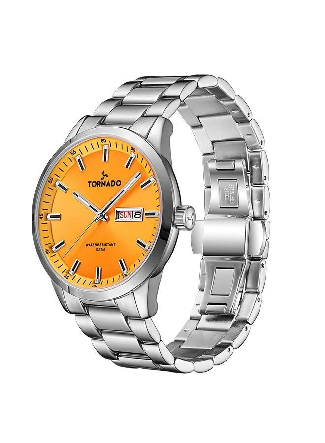 TORNADO Tornado SPECTRA ANALOG Men's Miyota 2305 Movement Watch, Analog Display and High Quality Solid Stainlees Steel Bracelet Strap - T23001-SBSY, Silver