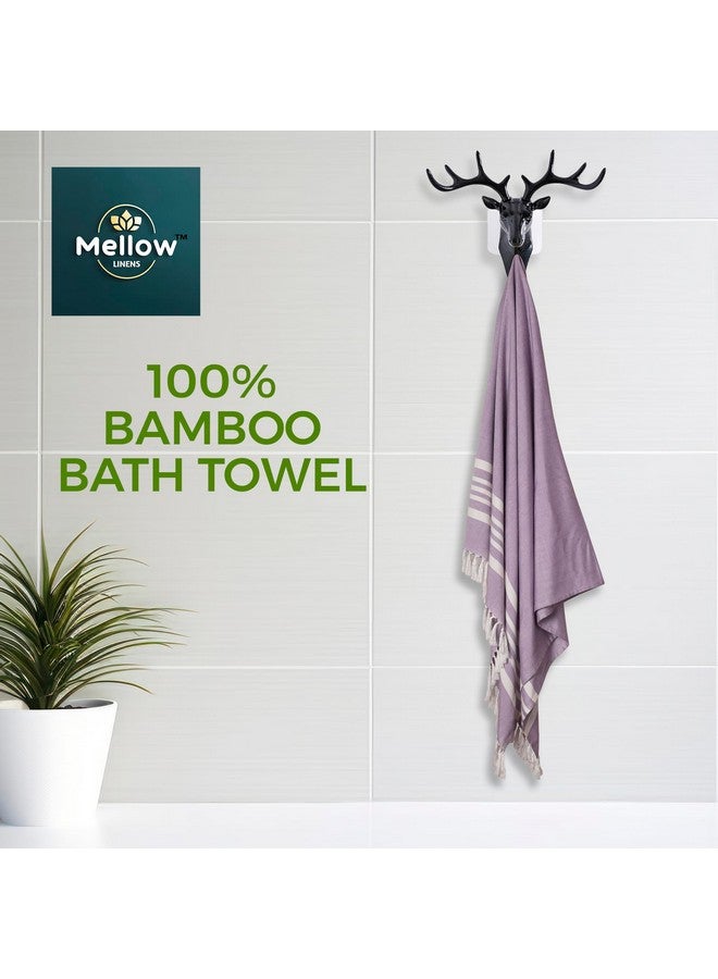 ميلو منشفة حمام كبيرة من MELLOW مصنوعة من الخيزران بنسبة 100% للنساء والرجال | منشفة حمام فائقة النعومة، فائقة الامتصاص، خفيفة الوزن وسريعة الجفاف، للسفر، والجيم، والشاطئ، وحمام السباحة، واليوغا | 75 × 150 سم (مجموعة من قطعة واحدة) (أرجواني كلاسيكي) - Image 2