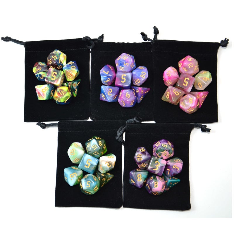 SmartDealsPro 5 x 7 Polyhedral Dice Sets with Pouches for DND RPG MTG Dungeon and Dragons Table Board Roll Playing Games D4 D8 D10 D12 D20 (4-Color Sets) - Image 4