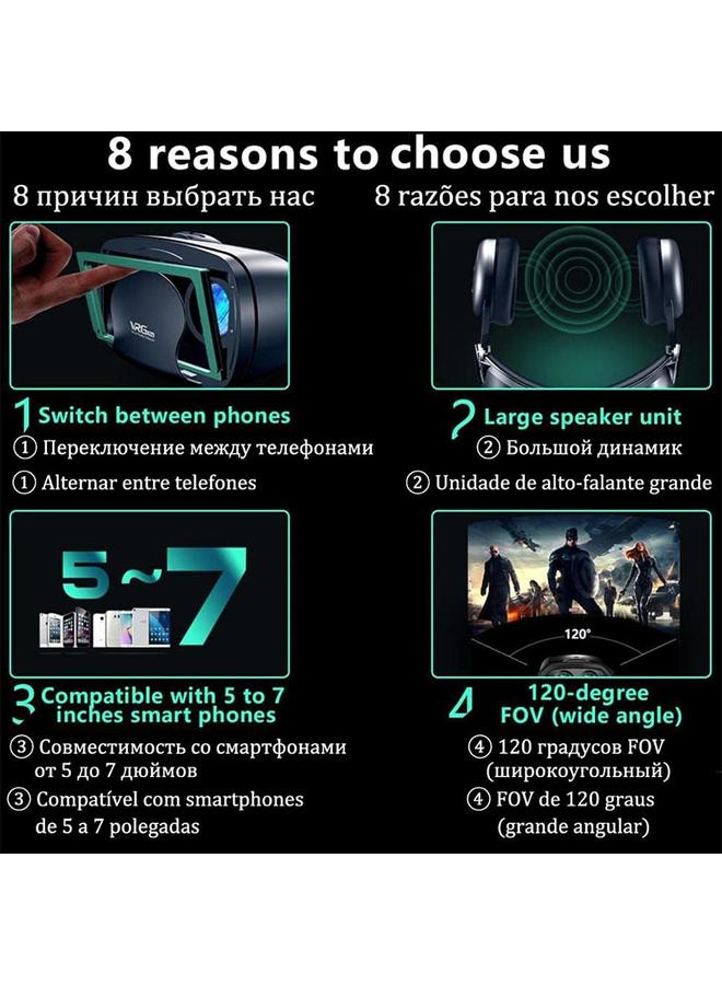 نظارات الواقع الافتراضي VRG Pro ثلاثية الأبعاد، سماعة رأس للواقع الافتراضي لهواتف آيفون وأندرويد مقاس 5.0-7.0 بوصة، استمتع بأفضل ألعاب الهاتف المحمول وأفلام 360 مع جميع هواتف أندرويد الذكية براحة وليونة، C - Image 3