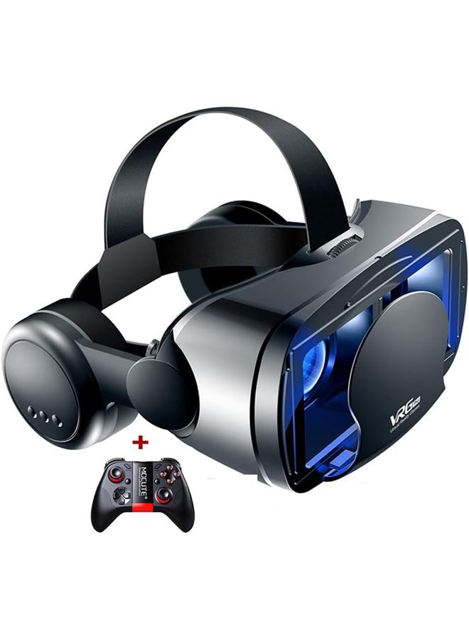 نظارات الواقع الافتراضي VRG Pro ثلاثية الأبعاد، سماعة رأس للواقع الافتراضي لهواتف آيفون وأندرويد مقاس 5.0-7.0 بوصة، استمتع بأفضل ألعاب الهاتف المحمول وأفلام 360 مع جميع هواتف أندرويد الذكية براحة وليونة، C - Image 1