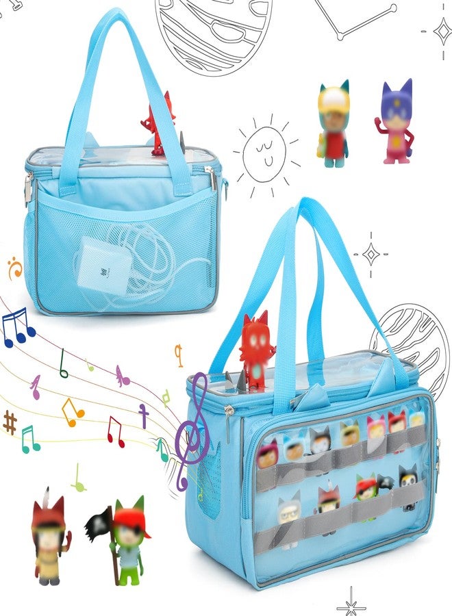 Taladad Carrying Case for Toniebox, Tonie Characters Figures, Toniebox Starter Set Headphones Charging Station Bag (Blue) - Image 2