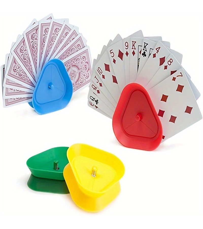 1 Set Triangle Clip Card Holder Hands Free Poker Game Accessories Gift - Image 1