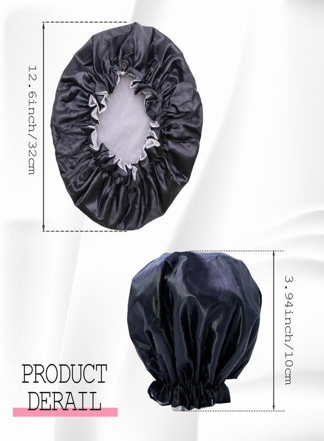 Drokenle Shower Cap for Men, Waterproof Bath Shower Caps Double Layer Reusable Reusable Satin Bonnets Adjustable Elastic Bathing Hair Cap for Men Women - Image 3