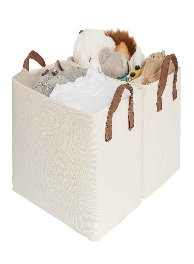 StorageWorks StorageWorks Storage Baskets For Shelves With Metal Frame, Rectangle Storage Bins, Natural Color, 2-Pack  - Image 3