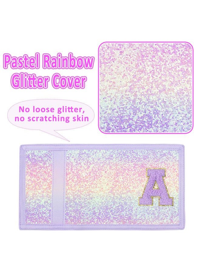 SiorVeol Girls Wallet for Kids Initial Glitter Wallets Trifold with Zipper and Card Slots Including Neck Lanyard and Hanging Strap, Pink Purple, A - Image 4