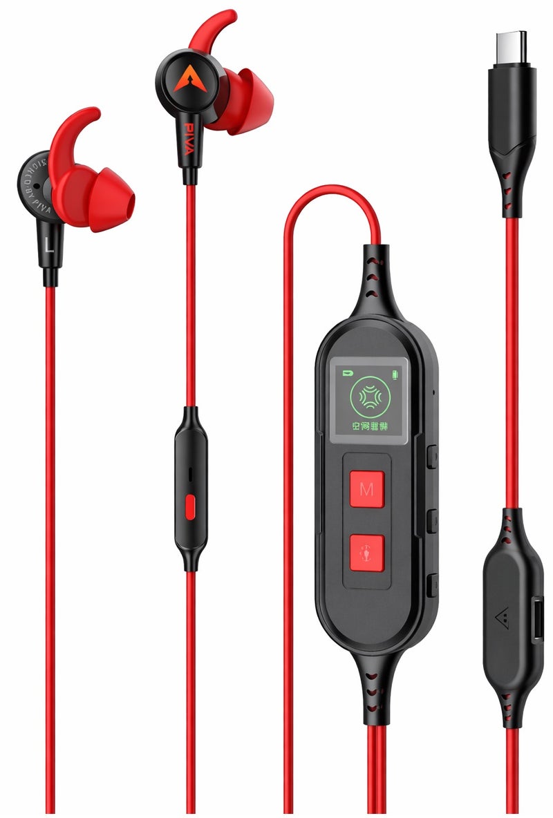 PIVA S6PRO Gaming Earphones With 27 PD Charging Port , APP Control, Built-in Sound Card, 3D Surround Sound, RGB Lighting, For iPhone, Redmagic, Samsung, Mobile, PC, PS5, PS4, Xbox Series X/s, Xbox One, Nintendo Switch - Type C Red - Image 1