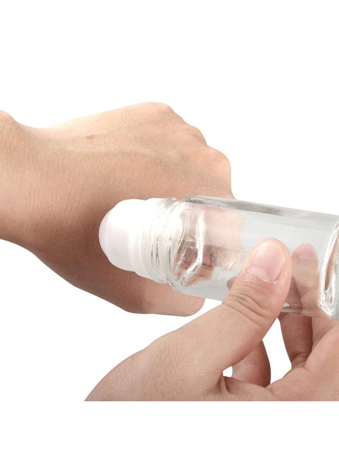 4PCS 30ml زجاجات الأسطوانة الزيت الأساسي ، زجاجات الزجاج الواضح القابلة لإعادة التعبئة الفارغة على زجاجات الأسطوانة العطور مع كرات الأسطوانة البلاستيكية والأغطية السوداء - Image 2