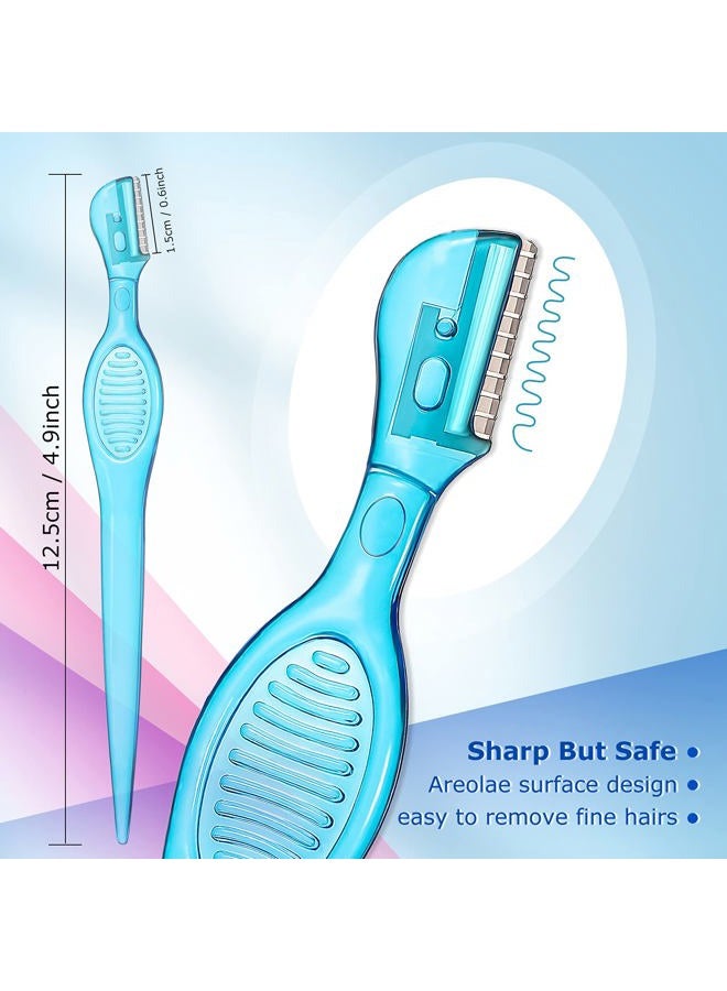 Honoson 8 Pcs Small Eyebrow Razor for Women Portable Face Razors for Women Facial Hair Lip Trimmer Hair Shaving Removal Tool Dermaplaning Tool Eyebrow Shaver with Safety Cap for Makeup Face Care, 4 Colors - Image 4