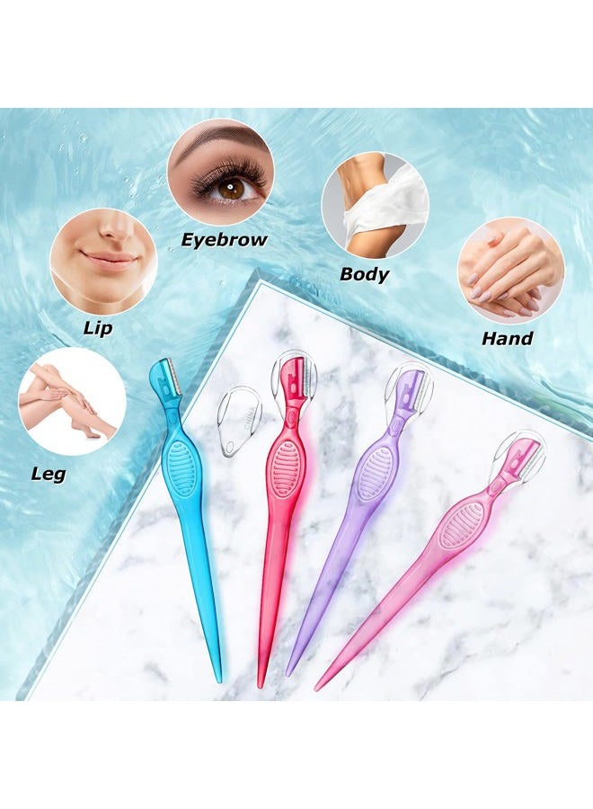 Honoson 8 Pcs Small Eyebrow Razor for Women Portable Face Razors for Women Facial Hair Lip Trimmer Hair Shaving Removal Tool Dermaplaning Tool Eyebrow Shaver with Safety Cap for Makeup Face Care, 4 Colors - Image 5