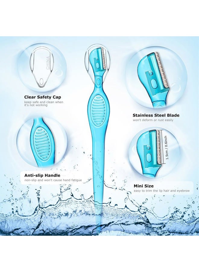 Honoson 8 Pcs Small Eyebrow Razor for Women Portable Face Razors for Women Facial Hair Lip Trimmer Hair Shaving Removal Tool Dermaplaning Tool Eyebrow Shaver with Safety Cap for Makeup Face Care, 4 Colors - Image 3