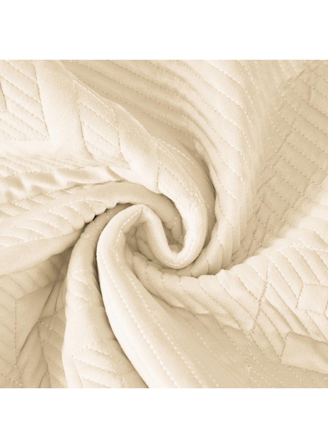 House of Quirk Sofa Covers Velvet Herringbone Chenille Fabric Furniture Protector 1/2/3/4 Seater Sofa Cover Slipcovers Anti-Slip Stretch Seat Mat (2 pc Armrest White, 50x70cm) - Image 4