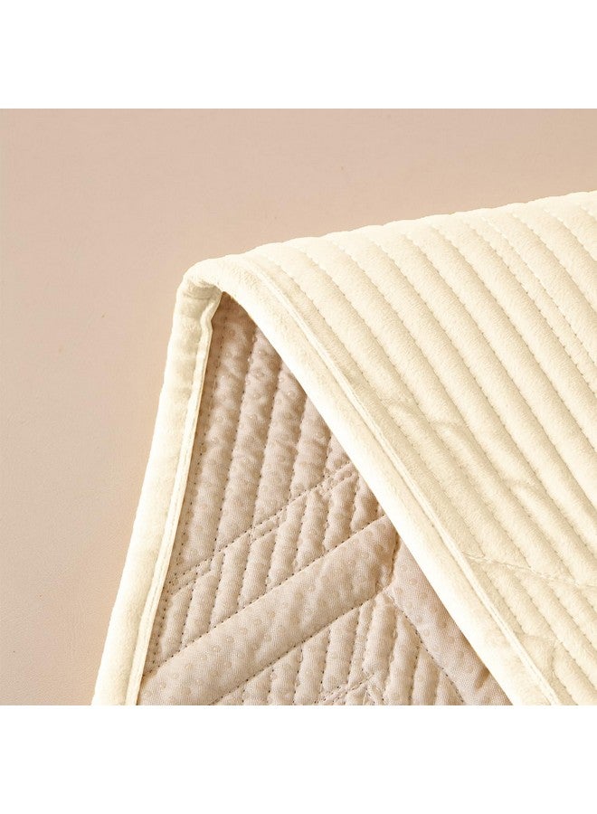 House of Quirk Sofa Covers Velvet Herringbone Chenille Fabric Furniture Protector 1/2/3/4 Seater Sofa Cover Slipcovers Anti-Slip Stretch Seat Mat (2 pc Armrest White, 50x70cm) - Image 5