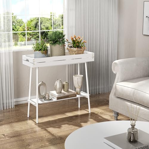 BAMBANG Bamboo Plant Stand Indoor, 2 Tier Small Plant Table, Tall Plant Stand for Indoor Plants, Window Sill Plant Shelf, Flower Pot Holder Plant Bench Plant Rack for Living Room Outdoor, White - Image 4