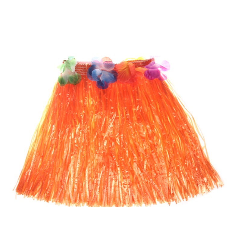 Hawaiian Skirt: Orange Handmade Fine Workmanship Hula Dress - Reusable High-Quality Material Tropical Costume for Hawaiian Themed Parties, Festive Occasions, Cheerleaders - Image 1