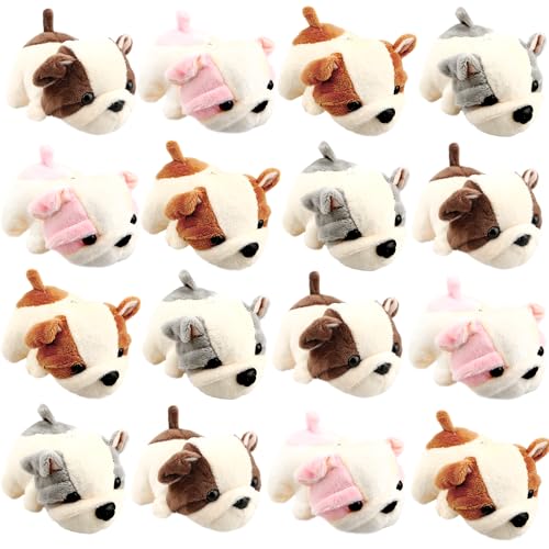 Cotiny 16 Pieces Cute Stuffed Dog Toy 4 inch Mini Plush Toy Puppy Stuffed Animals Pendant for Birthday Party Ornaments Stuffed Doll Keychain Home Decoration 4 colors - Image 1