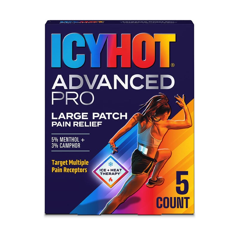 Icy Hot لصقات تخفيف الألم من آيسي هوت برو بدون فوضى مع المنثول والكافور وتكنولوجيا الهيدروجيل المتقدمة، 5 قطع. - Image 1