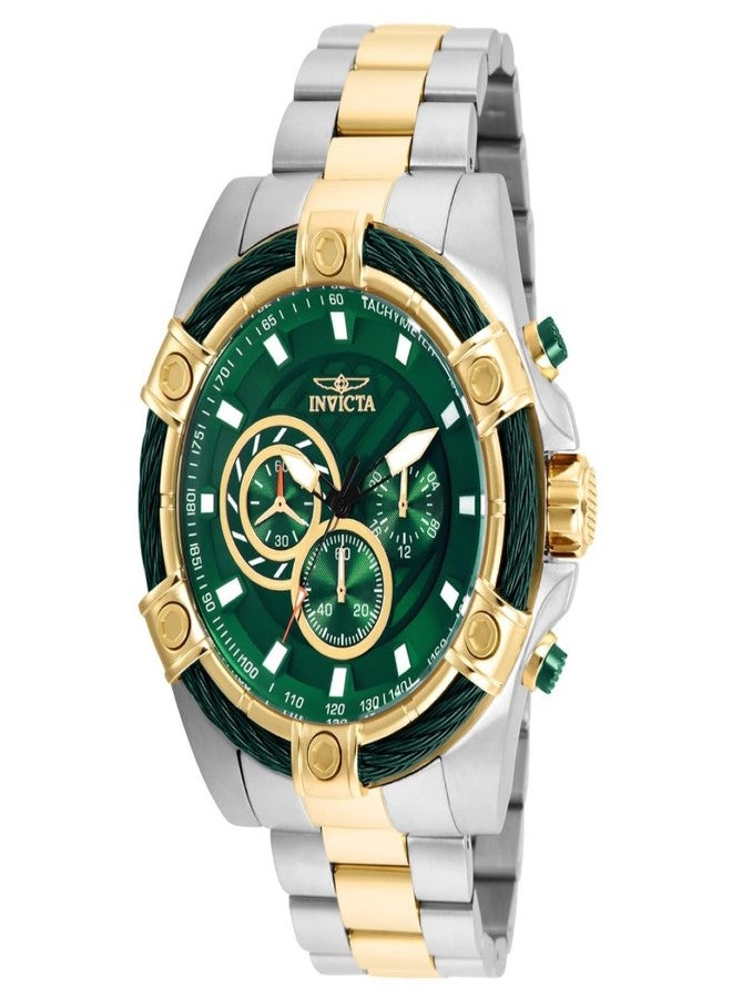 Invicta Men's Bolt Quartz Chronograph 52mm Watch with Stainless-Steel Strap, Gold, 25.2, Green, Quartz Watch - Image 1