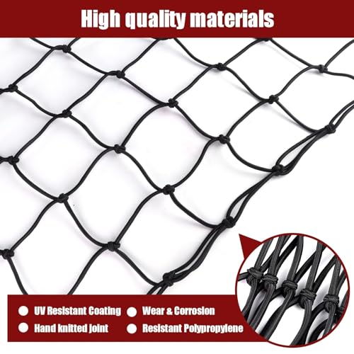 Migaven Heavy Duty Cargo Net for Pickup Truck Bed - 4' x 6' Stretches to 10' x 15' - Small 4"x4" Latex Bungee Net Mesh with 24 Clips - Compatible with Ford, Chevy, Dodge Ram, Toyota - Image 5