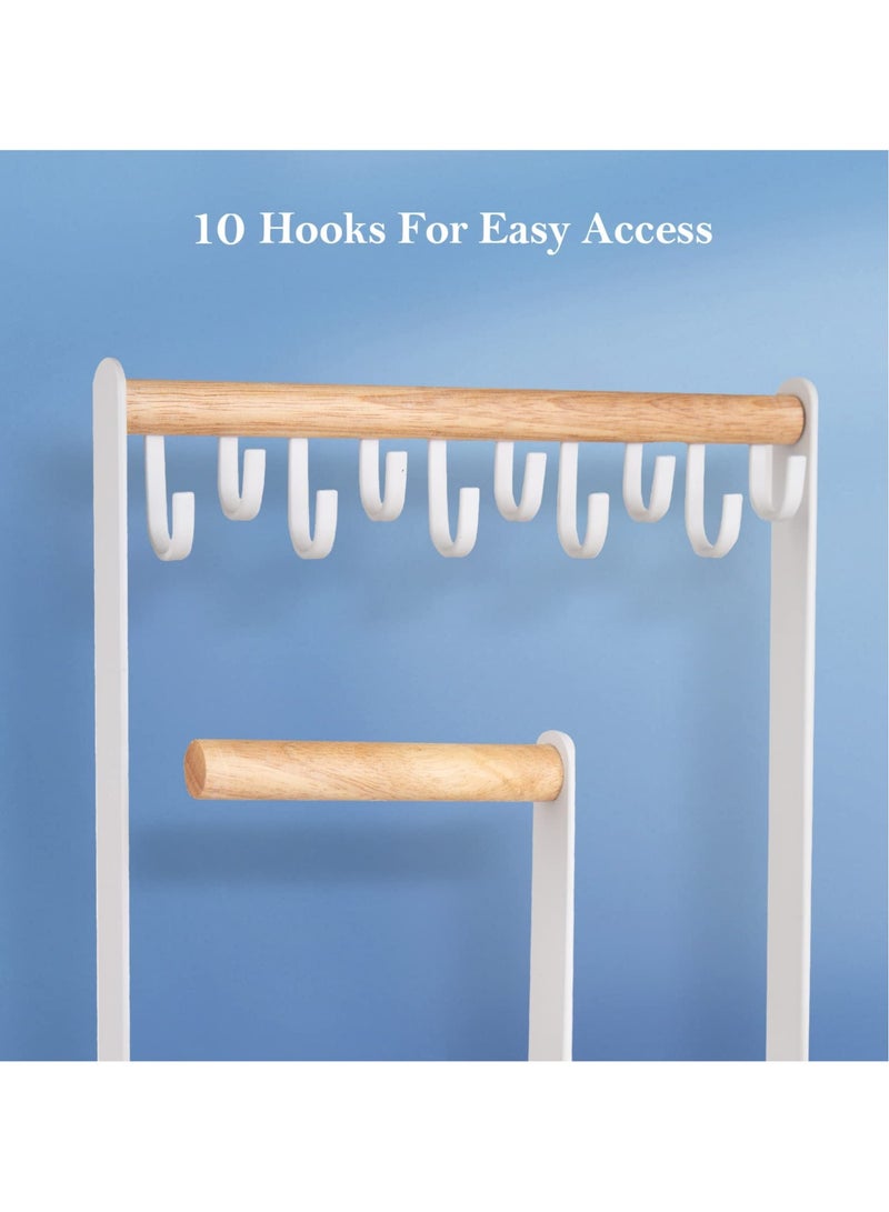 Excefore Jewelry Organizer Stand Necklace Holder, with Earring Tray and 10 Hooks, 4 Tier Necklace Holder Display,  Hanging Small Jewelry Holder Organize, for Bracelets Rings Watches (White) - Image 5